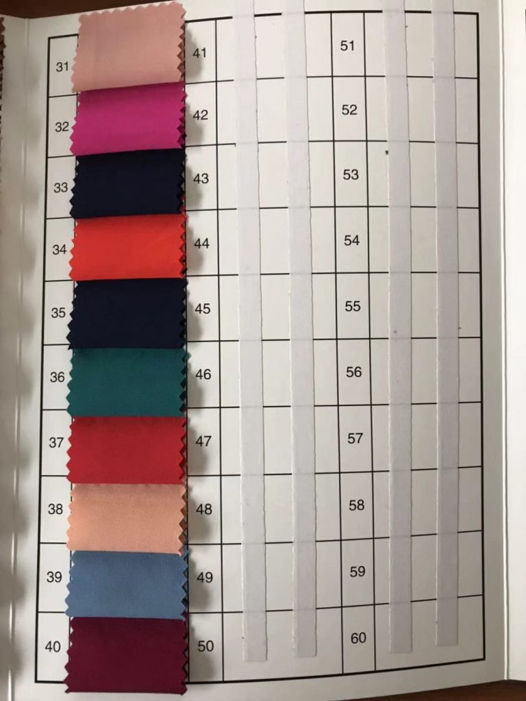 Poliéster 75D microfibra impermeable de tela de estiramiento 78 carta de colores gsm 2